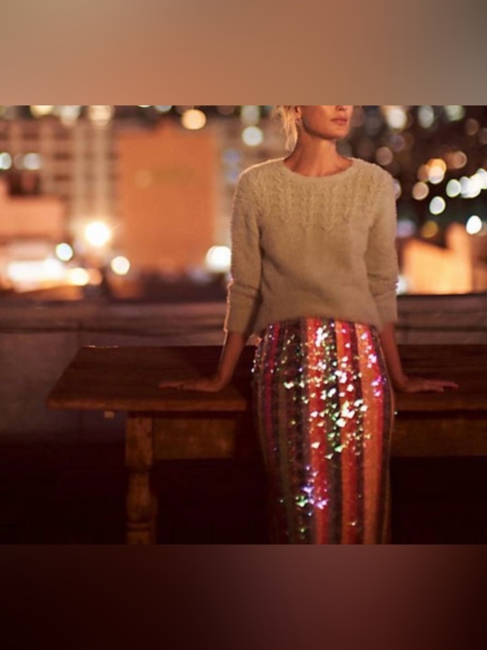 Anthropologie Maeve Sequined Palette Midi Skirt Pink Size 10 - Picture 2 of 14